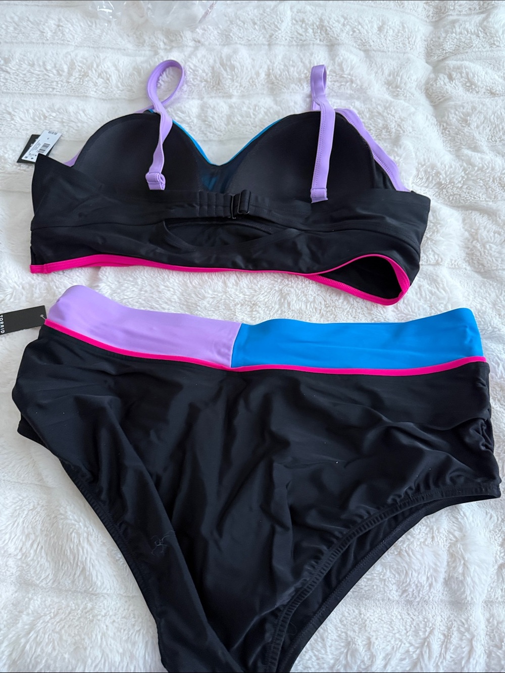 torrid Black Bikini Set with Blue, Purple & Pink Trim - Picture 7 of 7